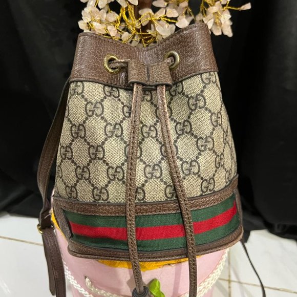 GUCCI Handbags - Gucci Ophidia GG Mini Bucket Bag Beige Brown Green Red Supreme 550620